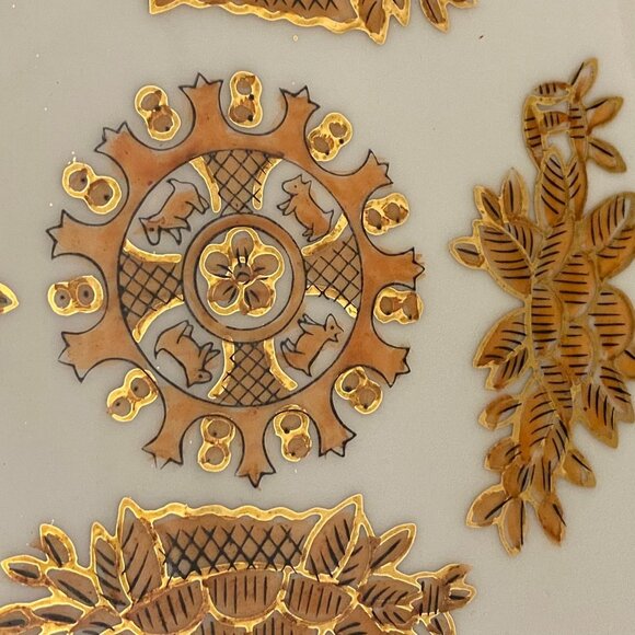 Andrea by Sadek Square Plate • Orange + Gold Trim • Asian-Inspired Tray - Picture 4 of 10